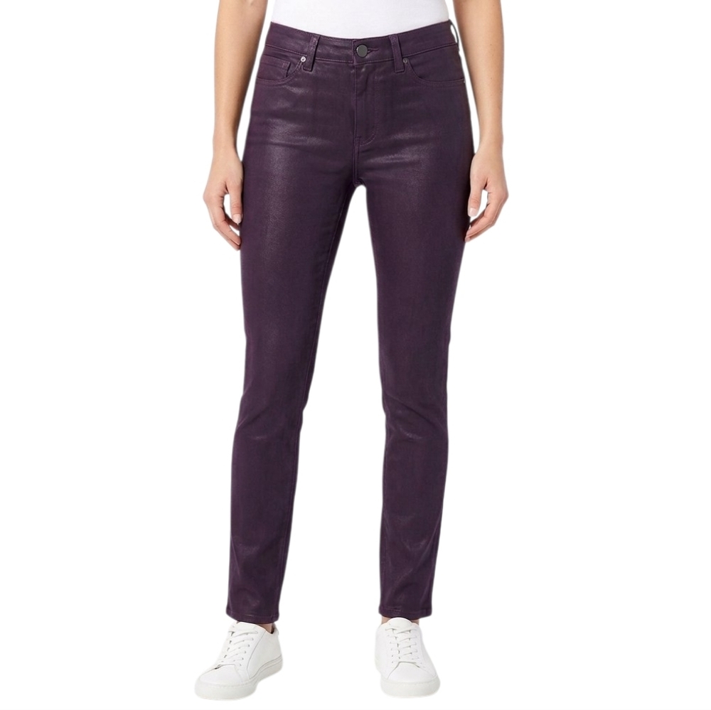 Spanx The Slim-X Skinny Jeans‎ in Coated Aubergine Wax Burgundy